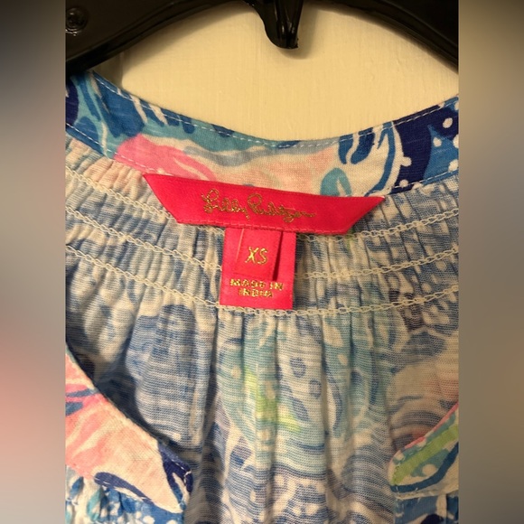 Lilly Pulitzer Essie Tank Top Saltwater Blue Size XS Beach Vacation V-Neck - Picture 3 of 7